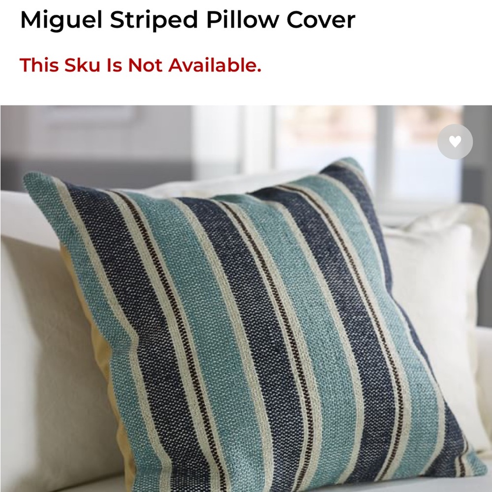 New Pottery Barn Miguel Costal Stripe Dhurrie Kilim Pillow Cover - 24” RARE